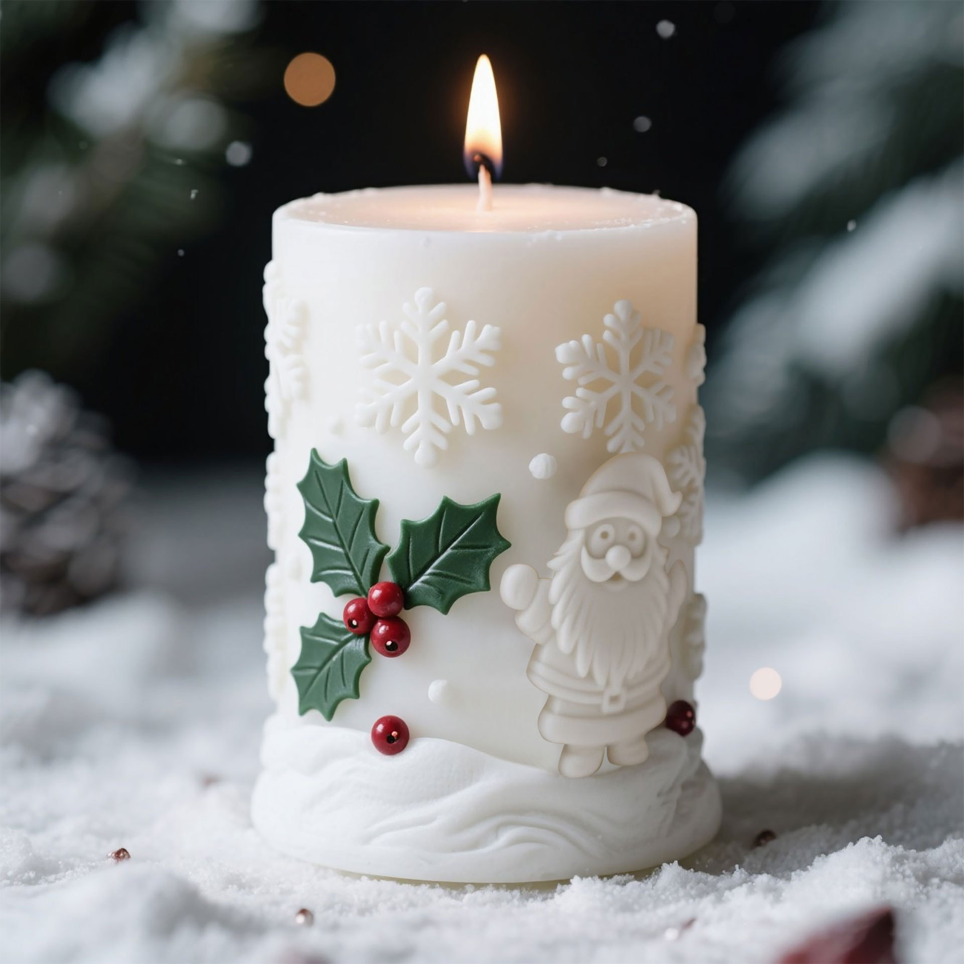 Candle Making Books For Beginners - 3D Relief Cylinder Christmas Snowflake Elk