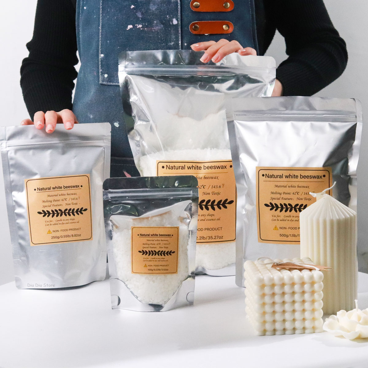 White Beeswax Pure Natural Gra - Soy Wax Pillar Blend ulasan dan harga