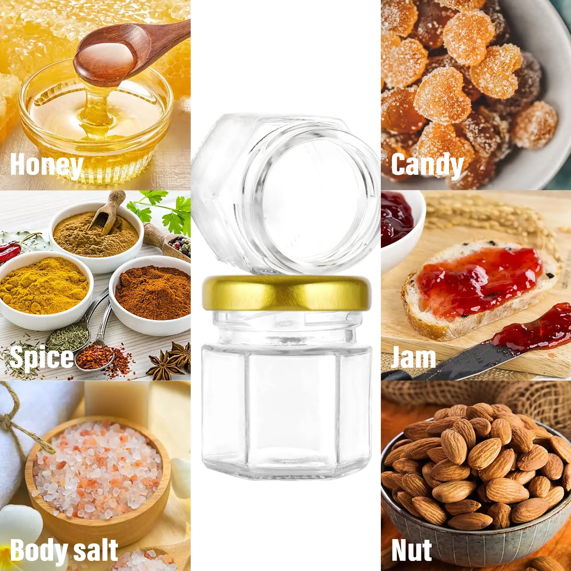 1.5Oz Hexagon Mini Glass Honey - Candle Making Event ulasan dan harga