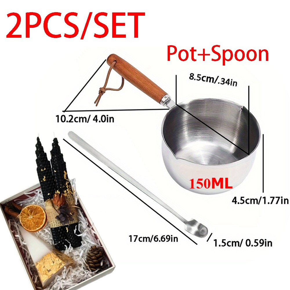 2PCS/SET Wood Handle Wax Melti - Candle Making Jars ulasan dan harga